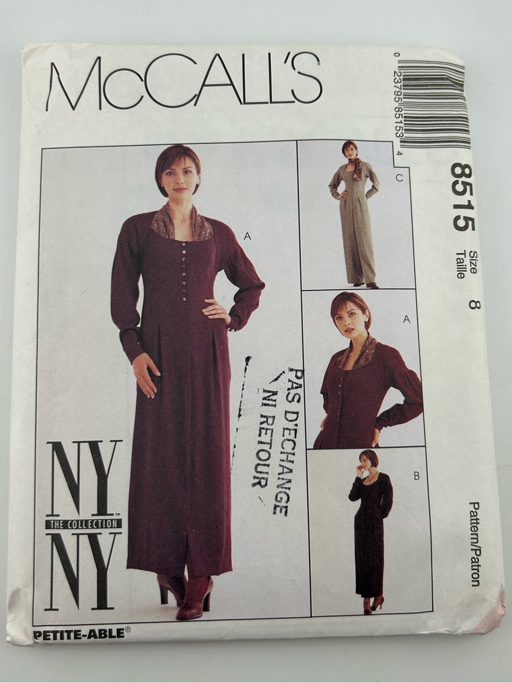 2 for 22 $ 🧵 MCCALL'S 🧵 Misses' Dress and Jumpsuit Sewing Pattern - 8515